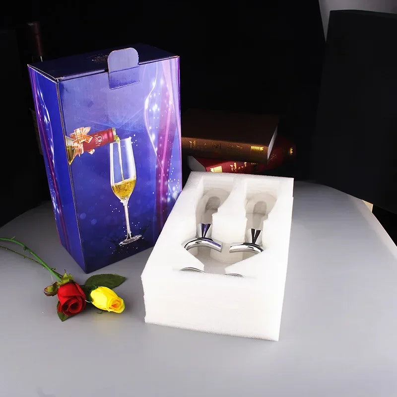 2pcs Heart-shaped Crystal Champagne Glasses Set