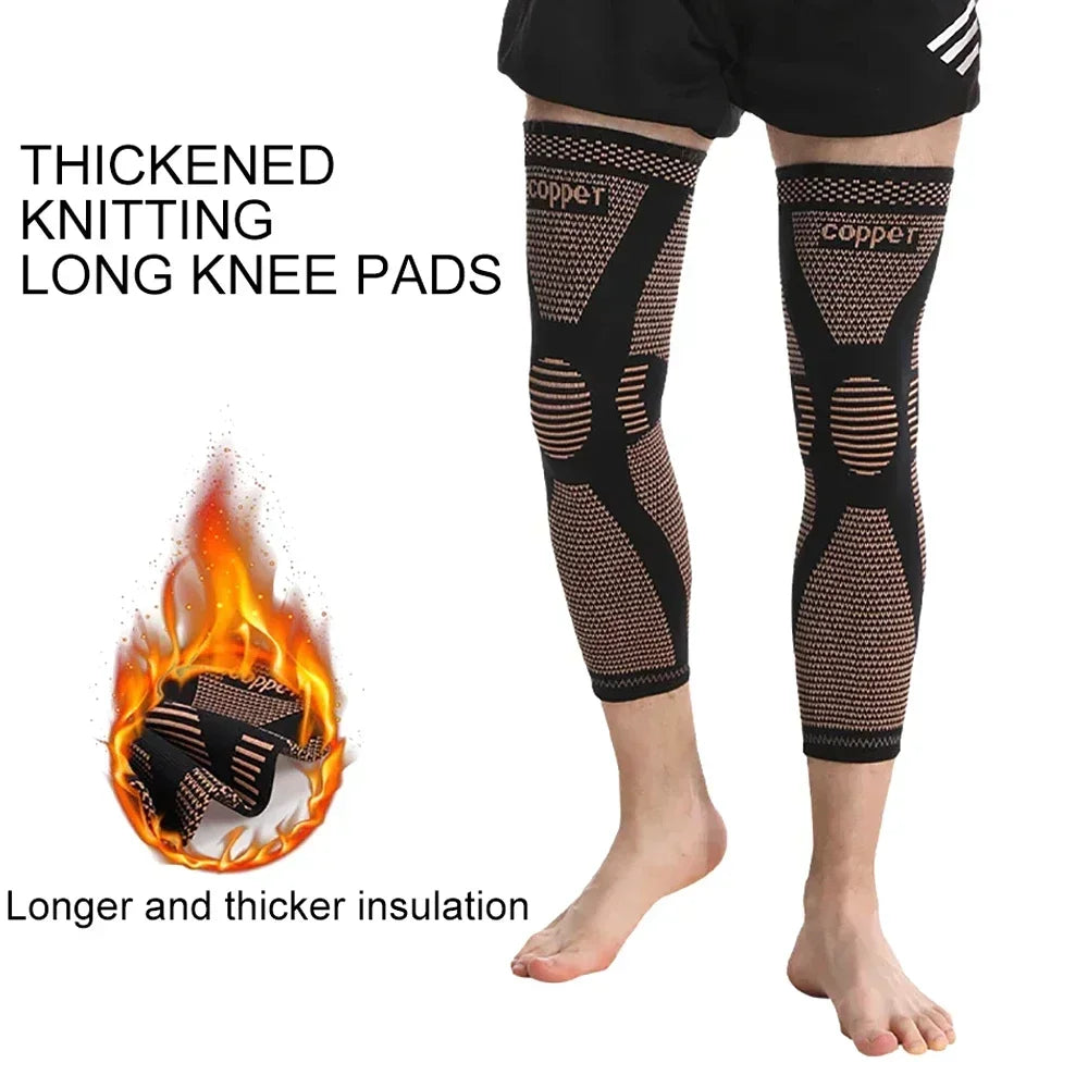 Copper-infused full leg compression sleeves for sports