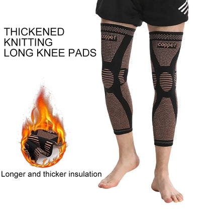 Copper-infused full leg compression sleeves for sports