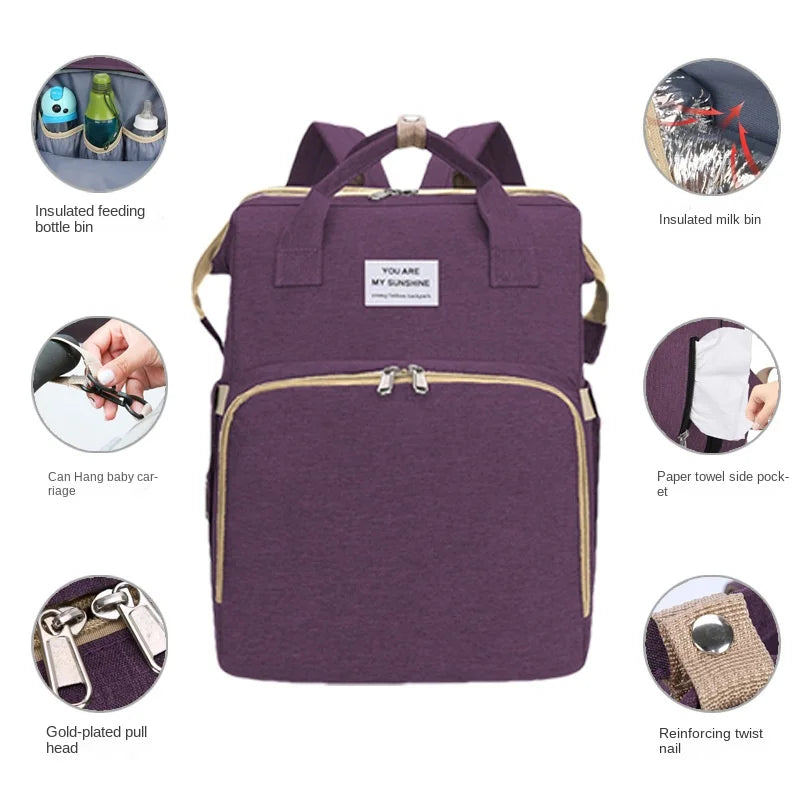 Mother Baby Leather Travel Backpack