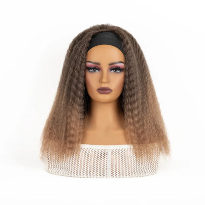 Short Kinky Straight Synthetic Wig High Puff