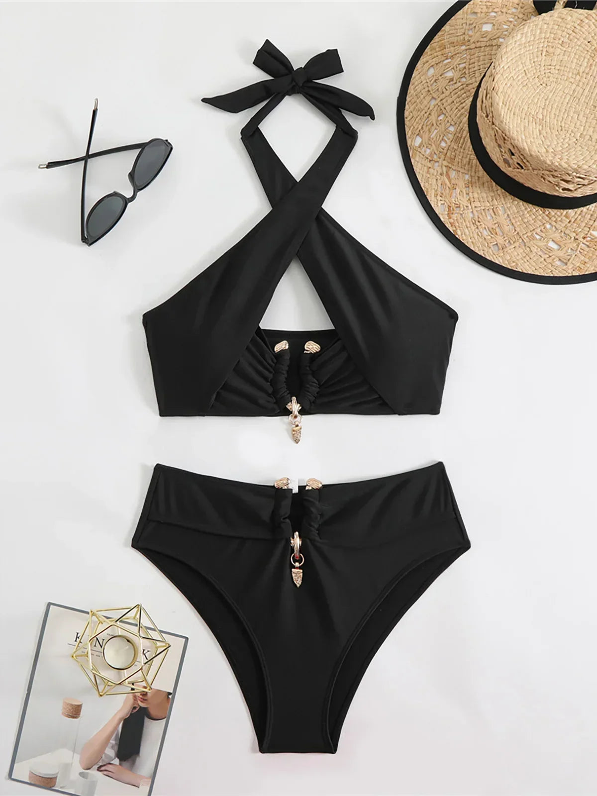 Halter cutout bikini, view 9