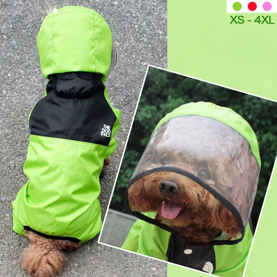 Transparent Hooded Waterproof Dog Raincoat