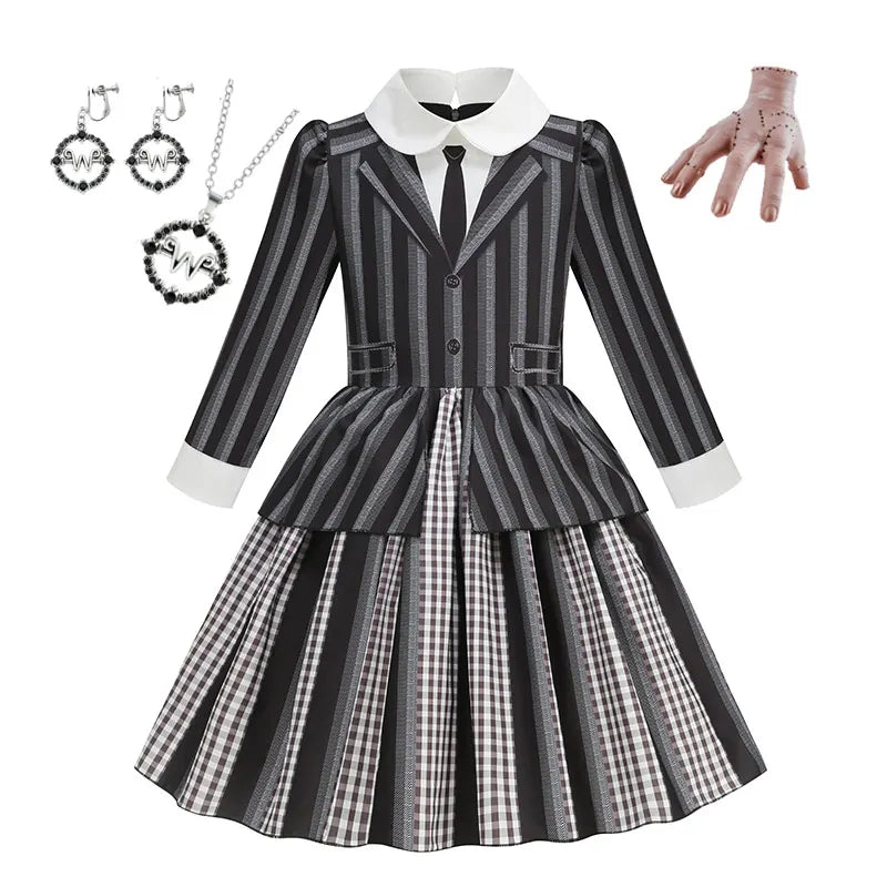 Addams Black Striped Dress Halloween Costume