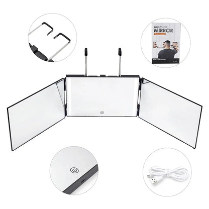 3 Way 360° Mirror with LED Lights