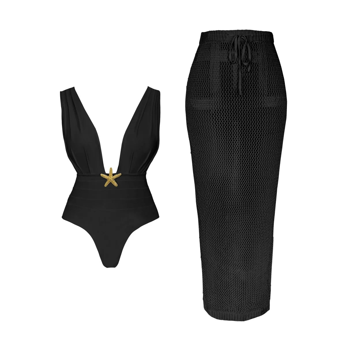 3Pcs Star Button Swimsuit