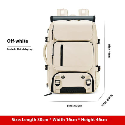 USB carry-on backpack in beige
