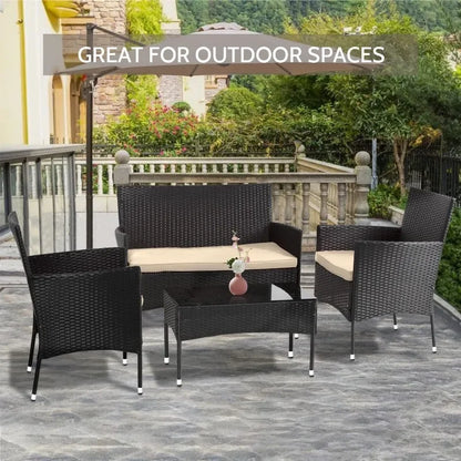 4 Pieces Outdoor Rattan Chair Wicker