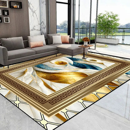 Luxury Golden Abstract marble Rugs