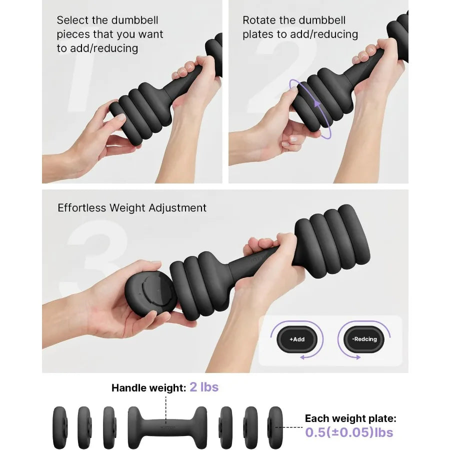 Adjustable Dumbbell Set of 2, 4-in-1 Hand Weights
