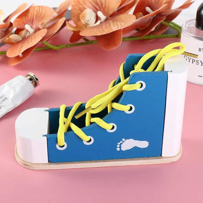 Lacing Sneaker Wooden Shoelace Toys
