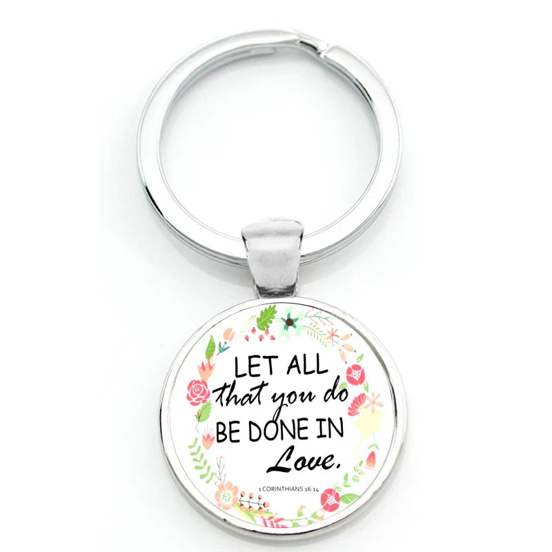 Keychain With Printed Bible Quote