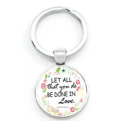 Keychain With Printed Bible Quote