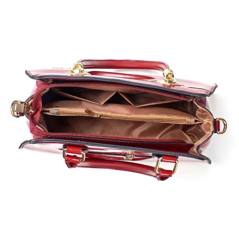2PC Set Patent Leather Purses Tote Bag