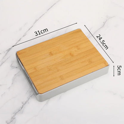 Chopping block with drain and storage box in Grey