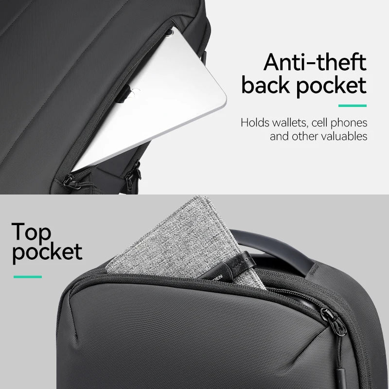 Slim men's laptop backpack, view 5