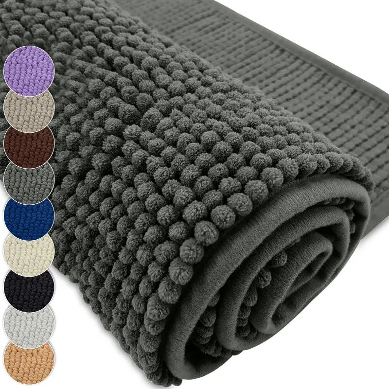 Chenille Bath Mat Water Absorbent Non Slip Rug