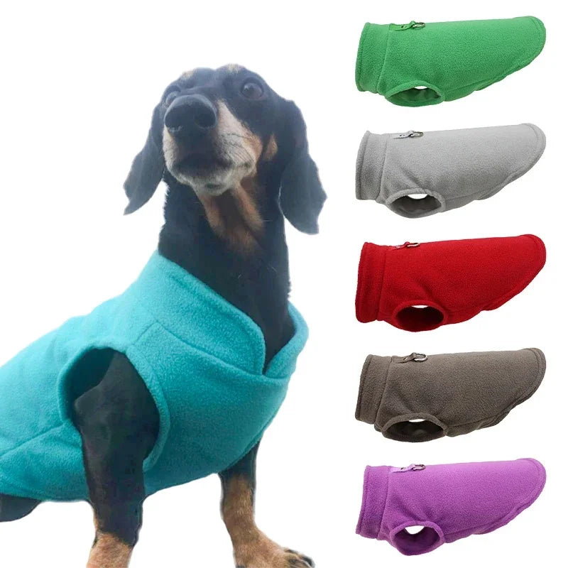 Warm fleece dog & cat jacket with D-ring