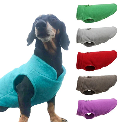Warm fleece dog & cat jacket with D-ring