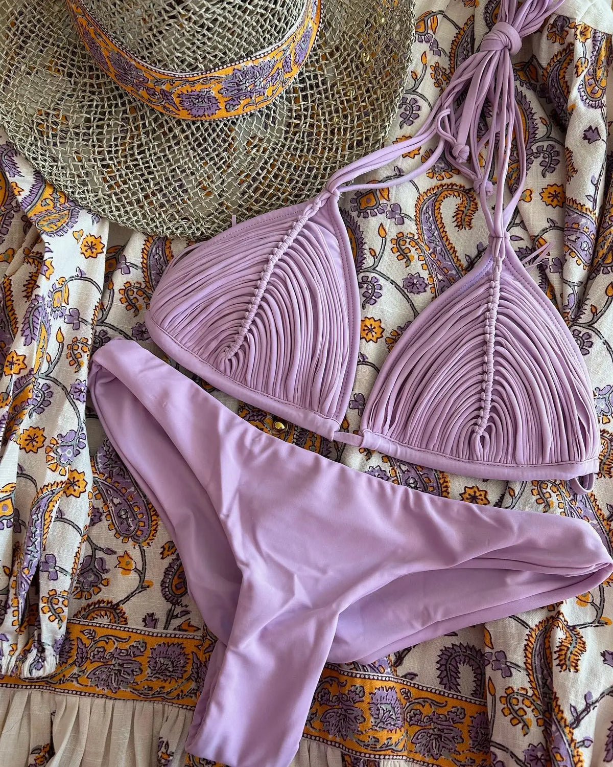 Ruched Triangle Brazilian Bikini in 13 Colors