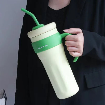 Large Capacity Straw Tumblers with Handle
