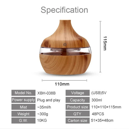 Humidifier Electric Aroma Air Diffuser Wood Ultrasonic