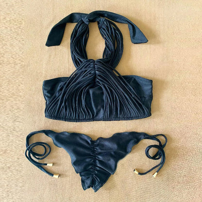 Ruched Triangle Brazilian Bikini in 13 Colors