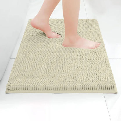 Chenille Bath Mat Water Absorbent Non Slip Rug