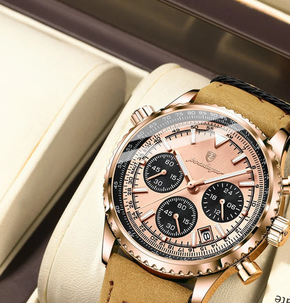 Quartz date watch in rose gold case, gold dial
