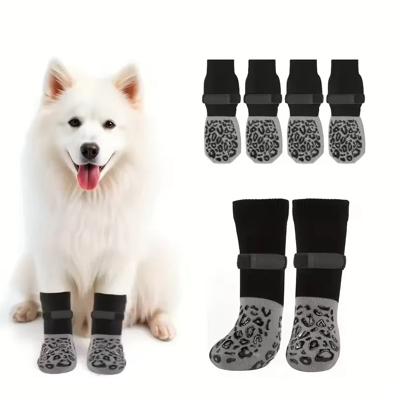 4-piece anti-slip dog paw protector boots