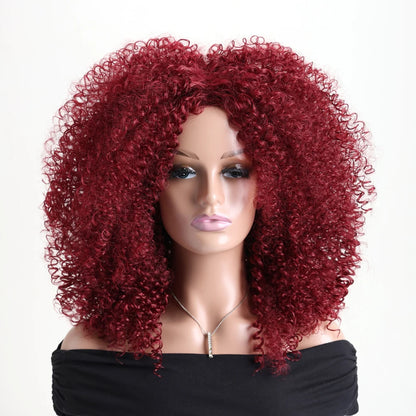 Afro Kinky Curly Hair Wigs With Bangs Synthetic Fiber