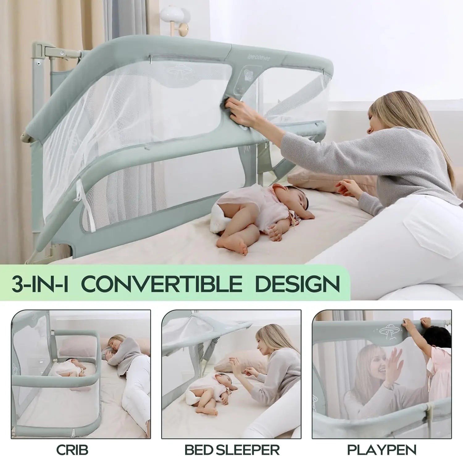 3 In 1 Baby Bed Guardrail Crib - MONLANE