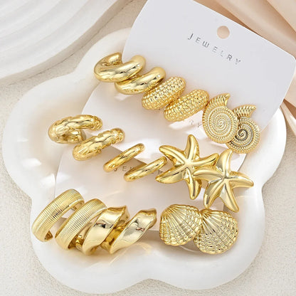 Gold ocean earring set, view 3
