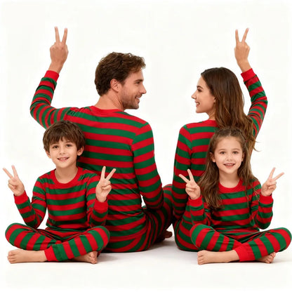 Stripes Christmas Family Pajamas Set