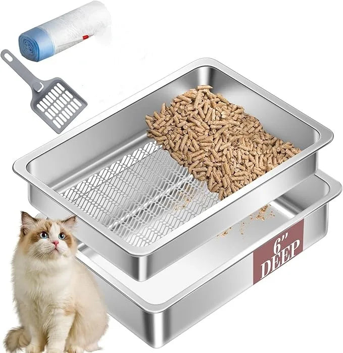 Stainless Steel Cat Litter Basin and Sifter