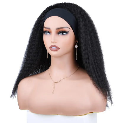 Short Kinky Straight Synthetic Wig High Puff