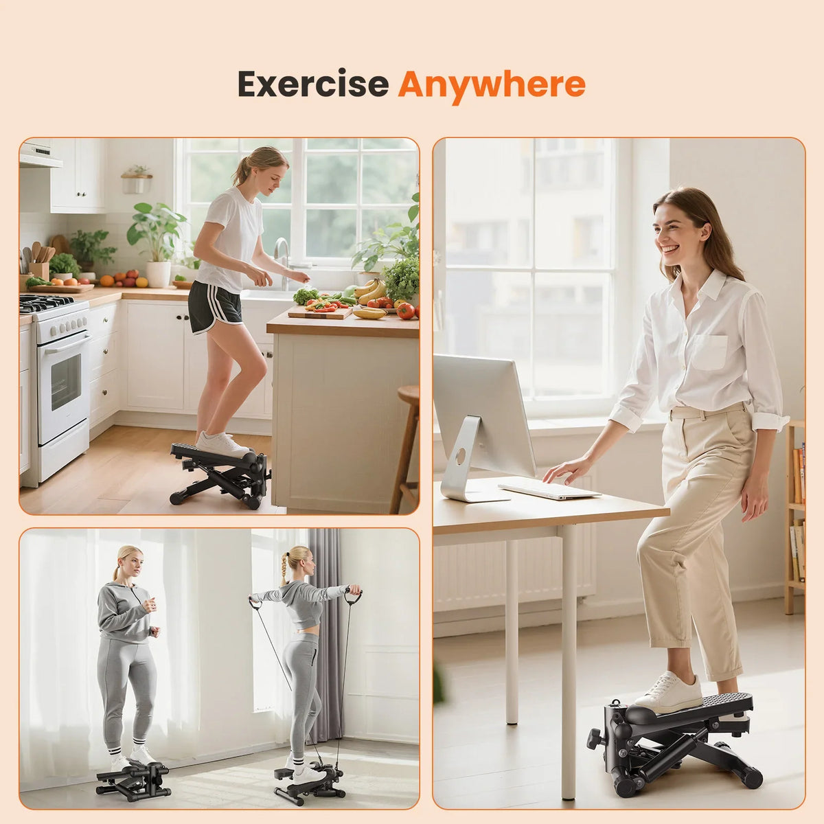 Mini stepper with resistance bands, view 8