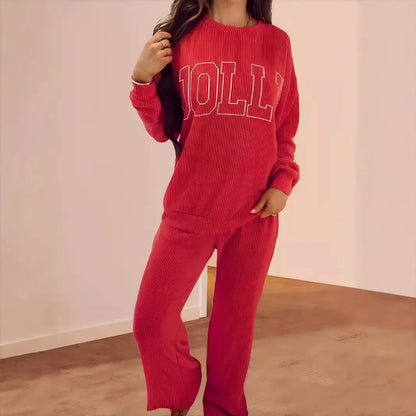 Ribbed Long Sleeve Lounge Sweatsuit Set