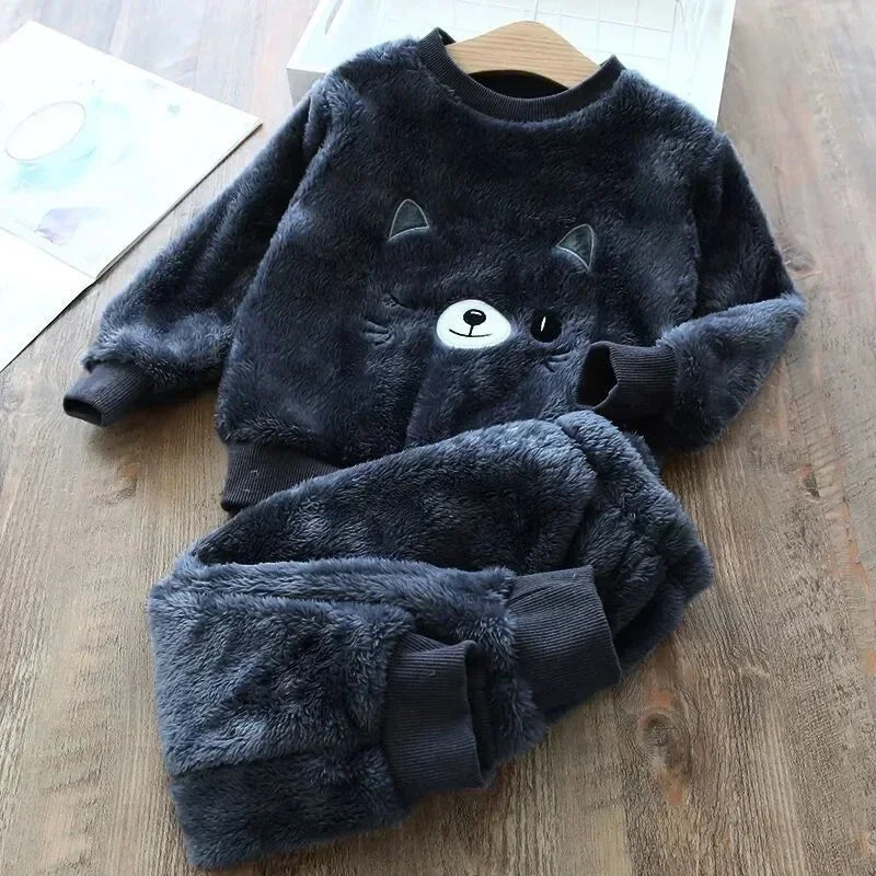 2Pcs Cozy Kids Winter Pajamas