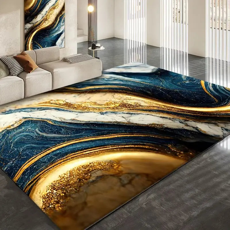 Luxury Golden Abstract marble Rugs