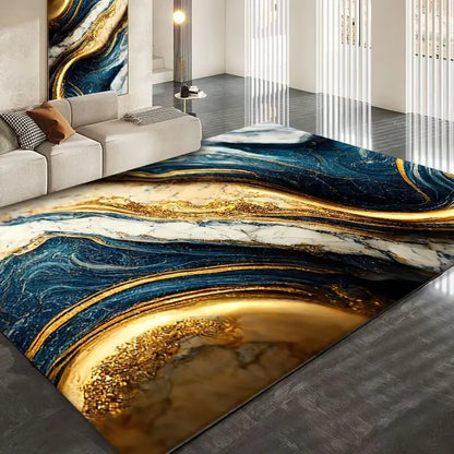 Luxury Golden Abstract marble Rugs