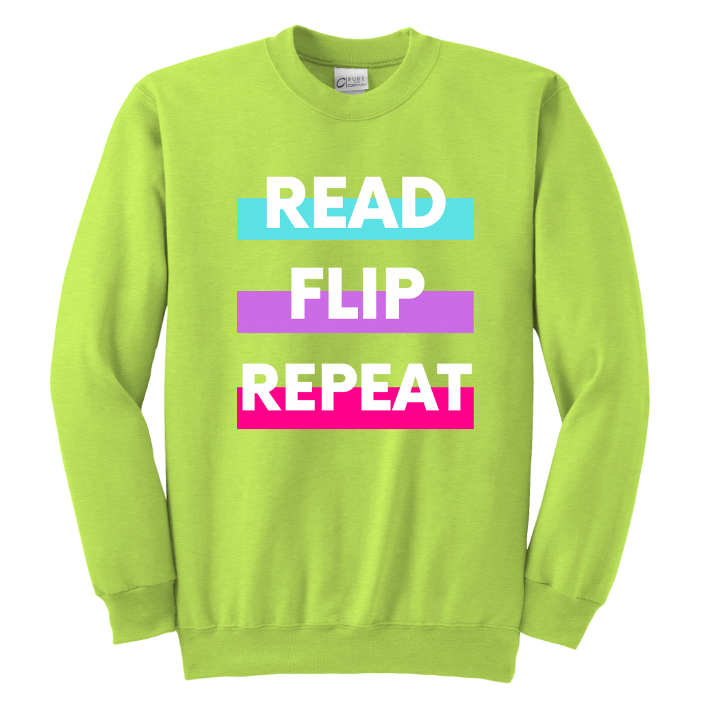 Read Flip Repeat Crewneck Sweatshirt Kids & Youth - MONLANE