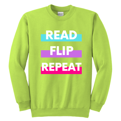 Read Flip Repeat Crewneck Sweatshirt Kids & Youth - MONLANE