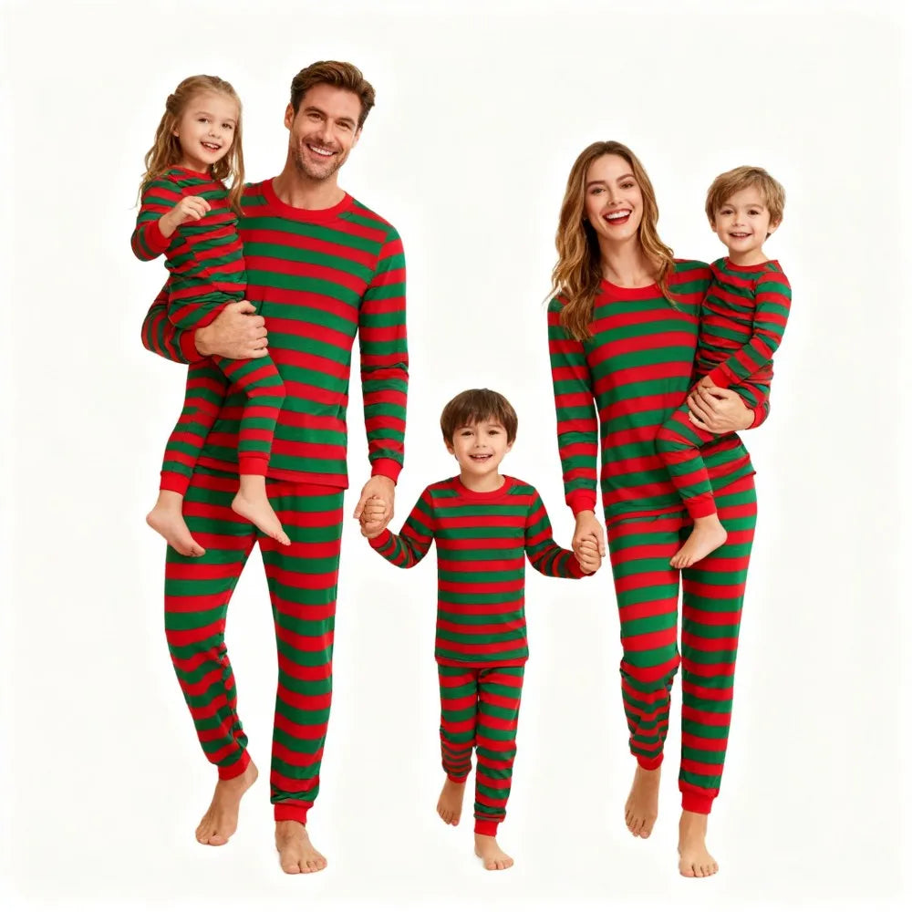 Stripes Christmas Family Pajamas Set