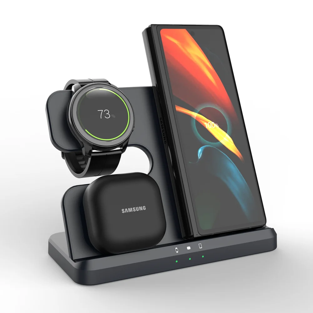 3-in-1 wireless charging station in black, station only