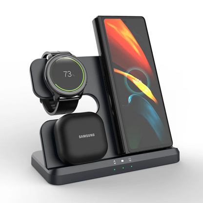 3-in-1 wireless charging station in black, station only