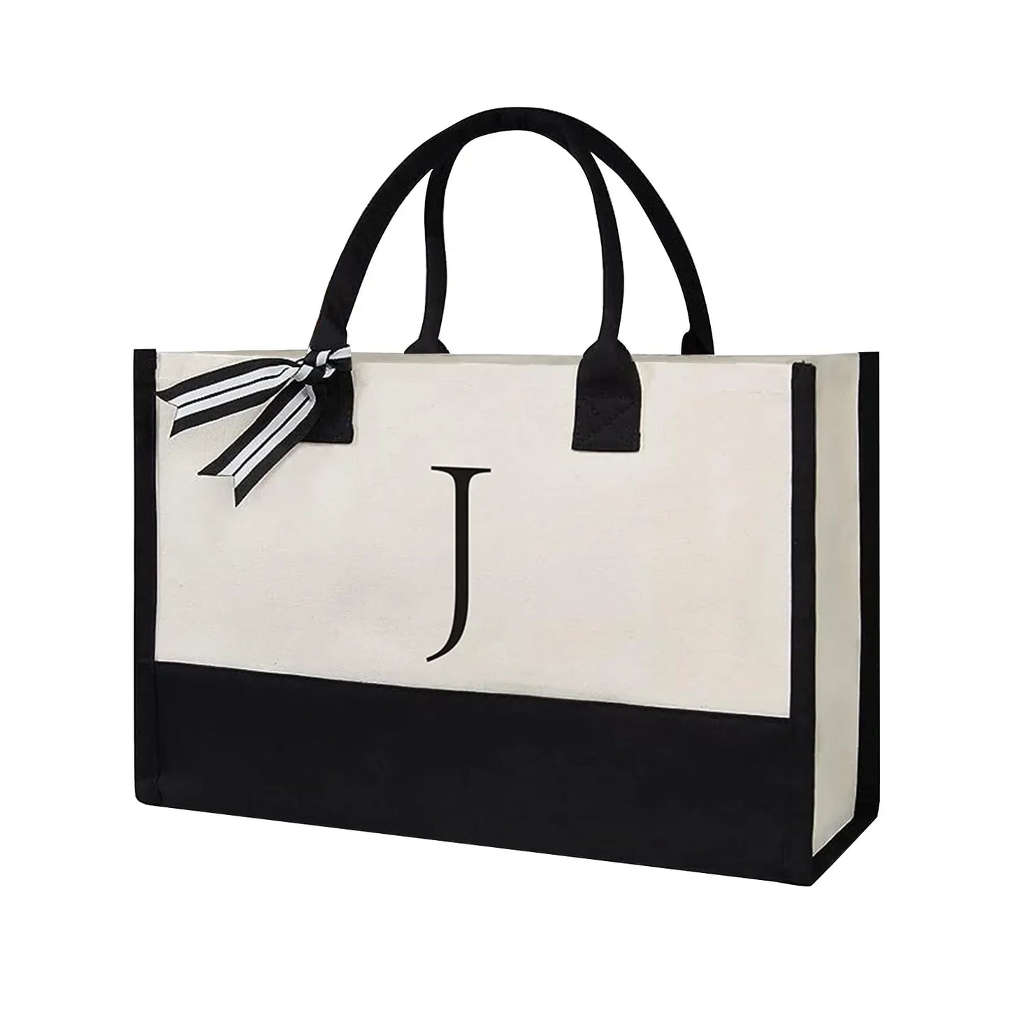 Embroidered Letter Canvas Handbag