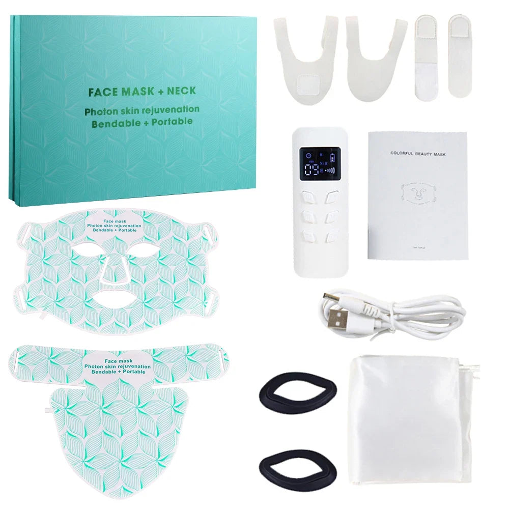 8-Color LED Face and Neck Mask for At-Home Skincare