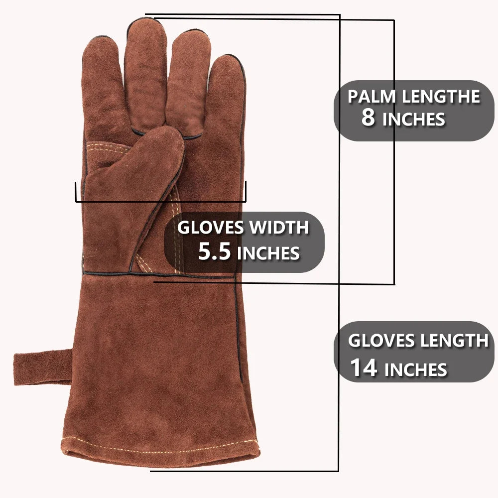 14-Inch Heat-Resistant Leather Welding Gloves