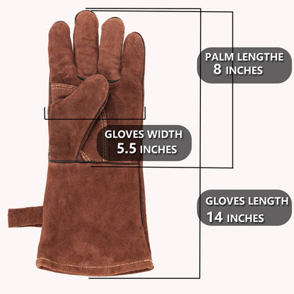 14-Inch Heat-Resistant Leather Welding Gloves